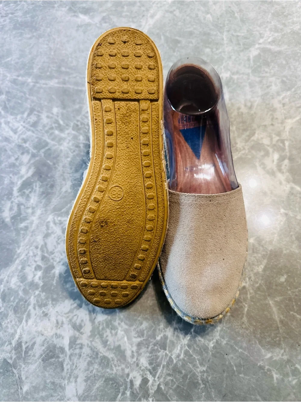 VERBENAS Cruz Size 7.5 Suede Peep Toe Espadrille Flats Sandals Made in Spain